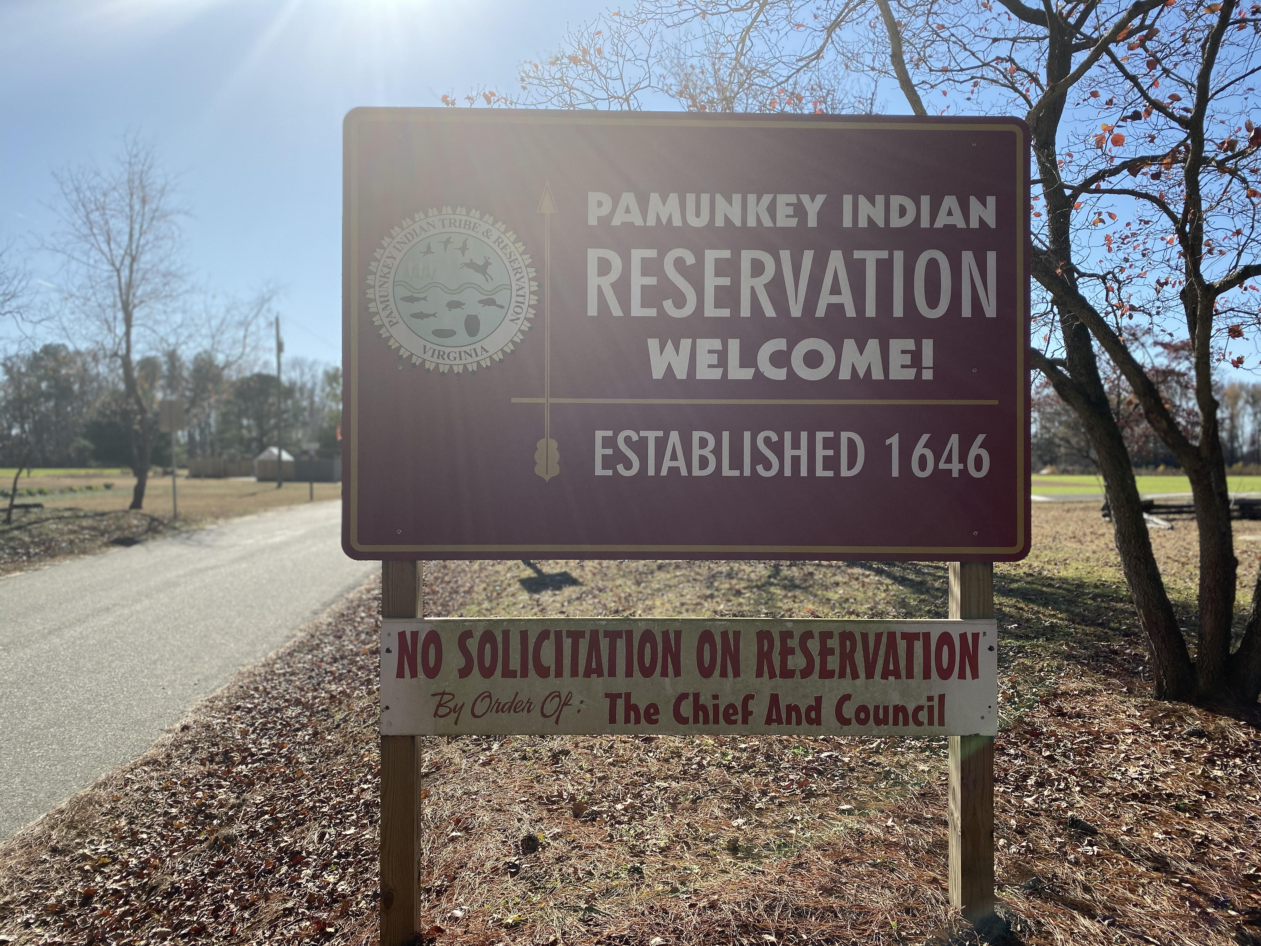 Pamunkey Indian Reservation sign