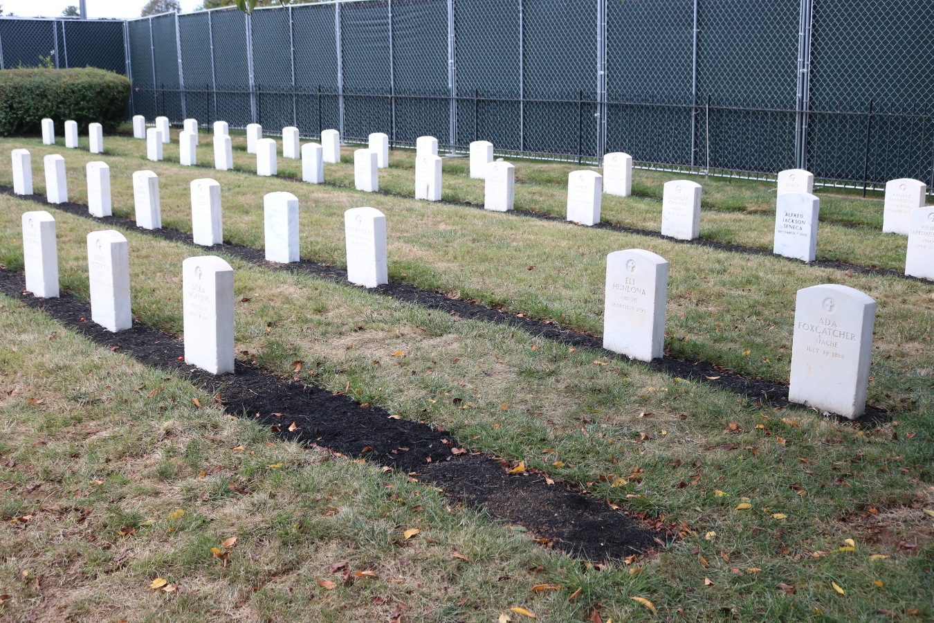 The left side of the Carlisle Main Post Cemetery after this summer’s disinterments concluded. While 33 children have gone home in the last seven years, more than 160 are still waiting. (Photo: Jenna Kunze).