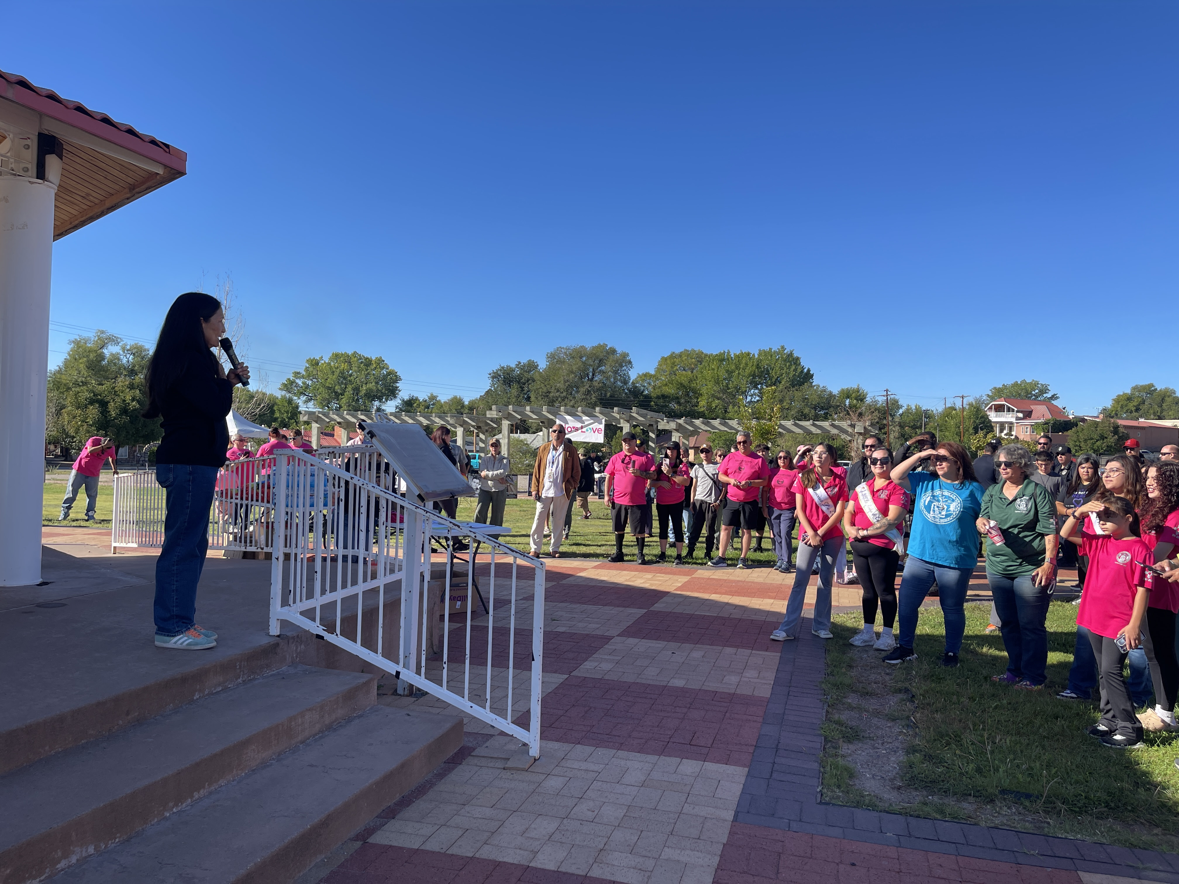 Deb Haaland addresses crowd at the Walk For Our Lives fentanyl awareness event in Española,, New Mexico on Saturday. (Photo/Haaland campaign)