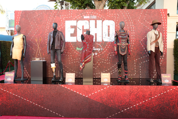 Costumes on display during the Echo Launch Event at Regency Village Theatre in Los Angeles, California on January 08, 2024. (Photo by Jesse Grant/Getty Images for Disney) 