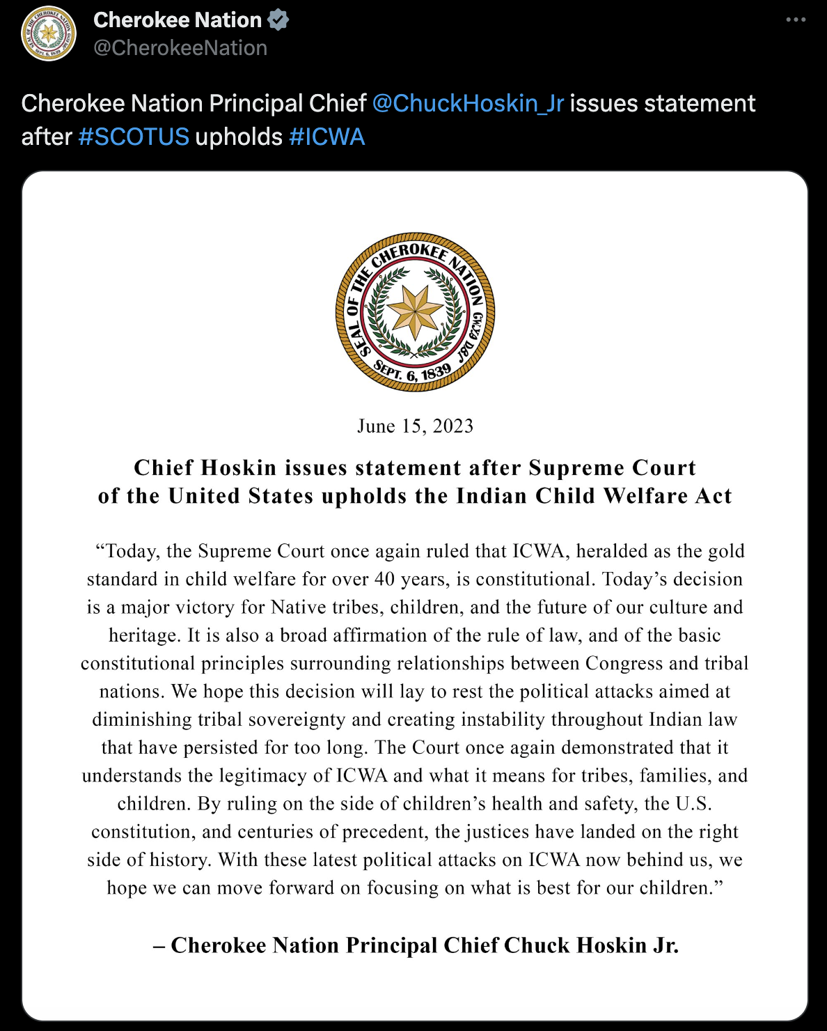 ICWA Stands Supreme Court Affirms Indian Child Welfare Act