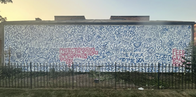 The doodle grid included phrases such as "Feed Gaza," "Free the Land," and "From the River to the Sea," along with symbols like olive branches, watermelons, and doves.(Photo/courtesy Jamie John)
