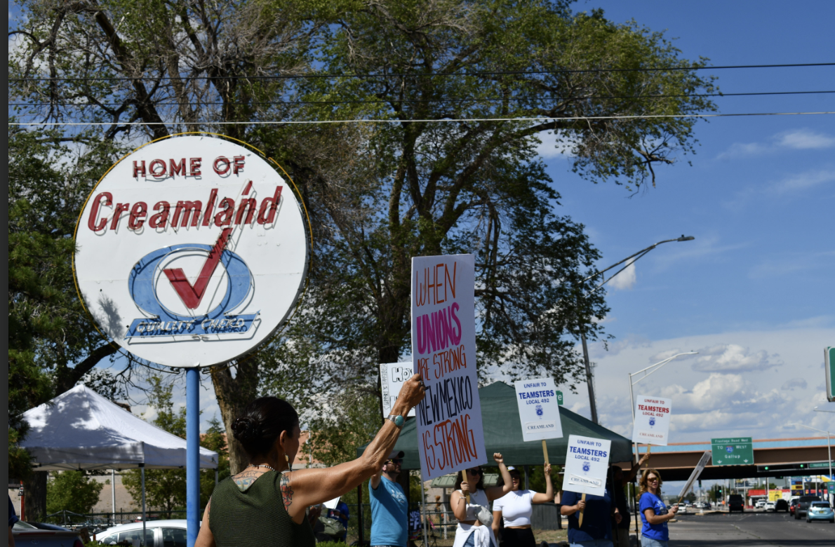 Deb Haahland showing support for striking workers. (Photo/Courtesy)
