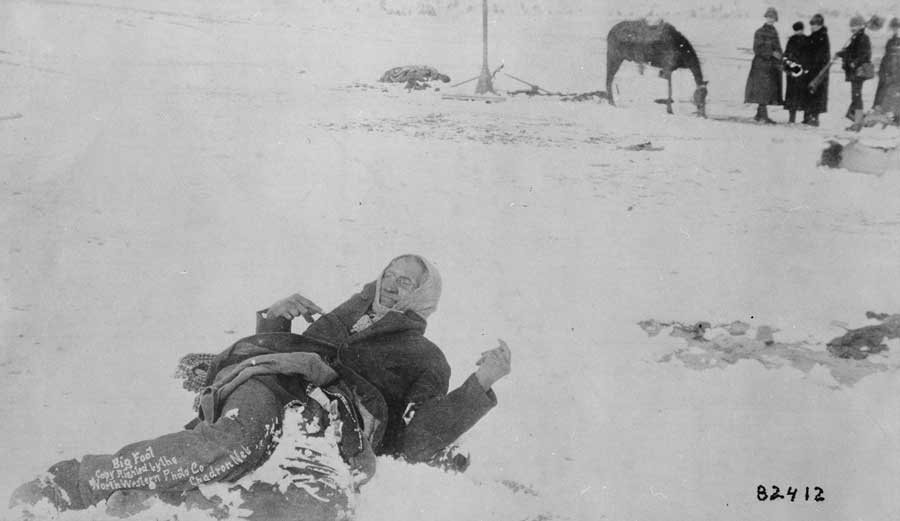 Lakota Chief Spotted Elk, better known as Big Foot of the Miniconjou band, froze to the ground after dying at Wounded Knee Creek in South Dakota. (Photo courtesy of the National Archives.)