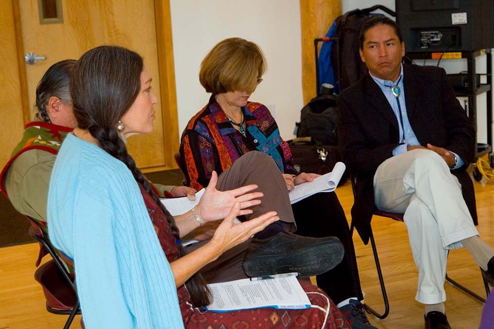 Selection of American Indian Administrators, Deans and Presidents meet as a group to discuss the future of higher education for tribal members.