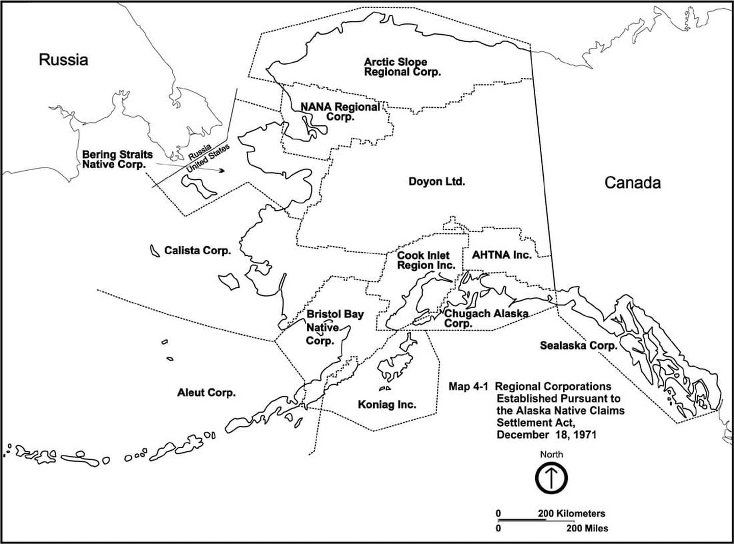Alaska regional corporations map as designated by the Alaska Native Claims Settlement Act. (Photo courtesy of the National Park Service)