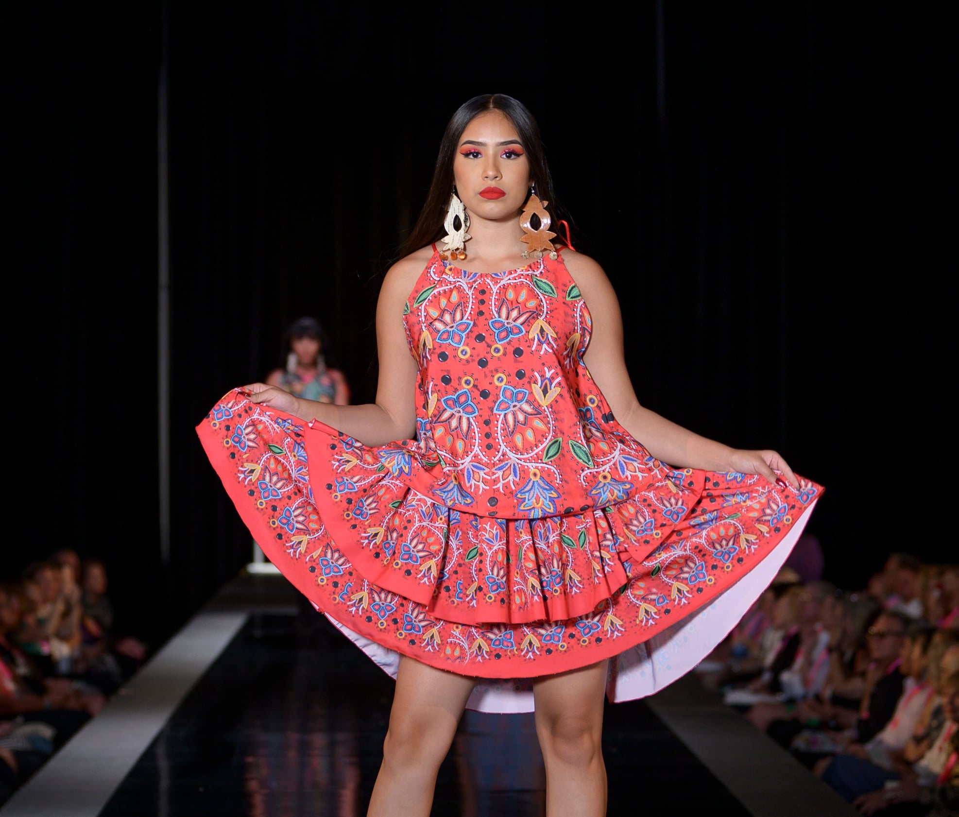 Clothing by Delina White of I Am Anishinaabe will be featured at the Native Visions Fashion Show on Tuesday, Sept. 14, at The Lynhall in Minneapolis, Minnesota. (Photo/Jason S. Ordaz)