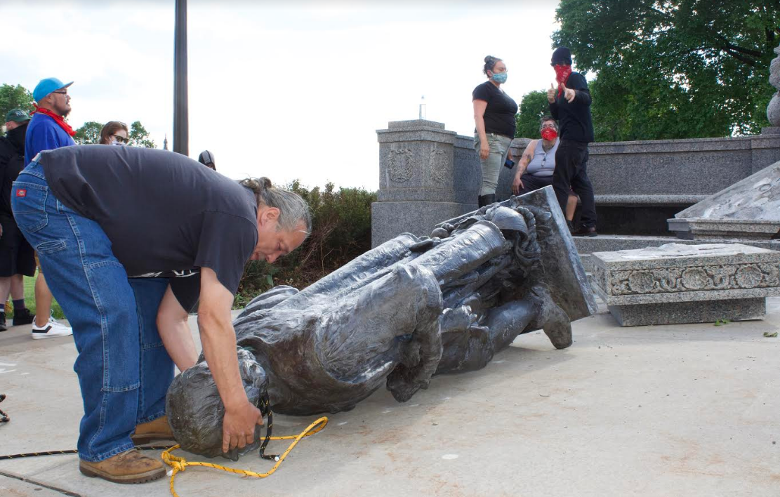 Mike With Columbus Statue