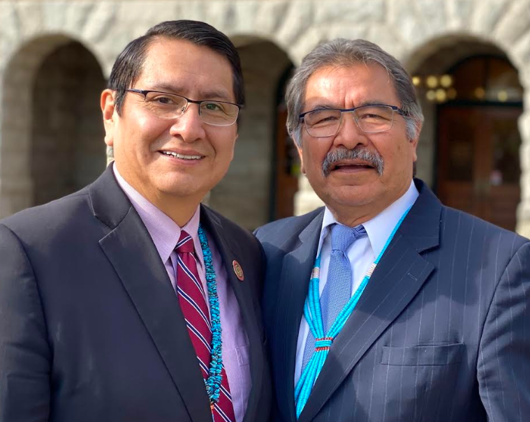 Current Navajo Nation President Jonathan Nez with the nation’s former president, Albert Hale.