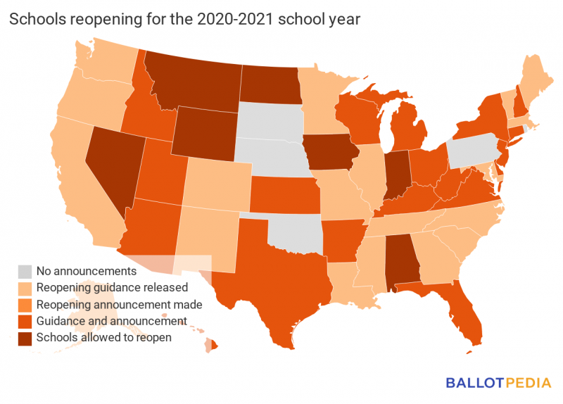 Schools reopening for the 2020 2021 school year Ballotpedia