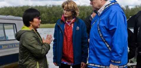 Senator Lisa Murkowski and Attorney General William Barr in Napaskiak Village, Alaska. (Marc Lester)