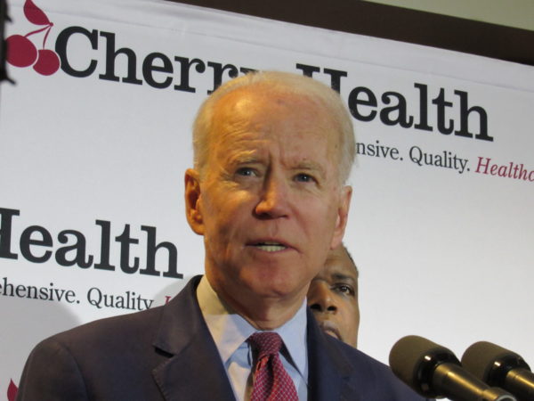 Former Vice President Joe Biden at a campaign stop in Michigan in March. Native News Online photographs by Levi Rickert