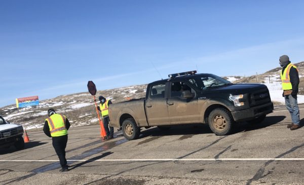 The Cheyenne River Sioux Tribe police have been staffing the checkpoint into the Cheyenne River Indian Reservation.