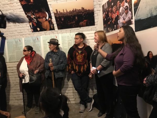 Morning Star Gaili provides an overview of Alcatraz Occupation Museum to Dr. Jane Sanders, who went to Alcatraz Island on Friday to learn about the occupation history and hear about American Indian contemporary issues from Indigenous grassroot leaders.