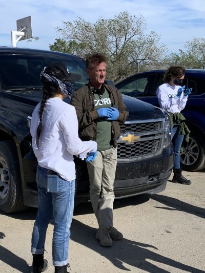Actor Sean Penn takes a break while waiting to be interviewed by media at Mexican Springs Chapter Friday.