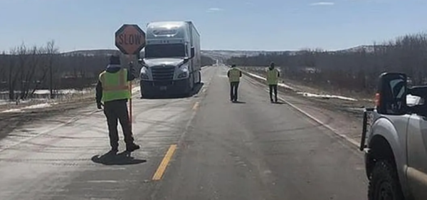 Tribal checkpoint at the Cheyenne River Indian Reservation border. Photo courtesy of the Cheyenne River Sioux Tribe law enforcement