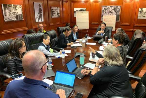 Navajo Nation President Jonathan Nez meeting with members of the Navajo Nation COVID-19 Preparedness Team at the Office of the President and Vice President in Window Rock, Ariz. on March 3, 2020.