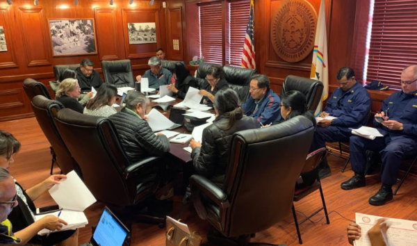 The Navajo Nation COVID-19 Preparedness Team meeting at the Office of the President and Vice President in Window Rock, Ariz. on Feb. 28, 2020.