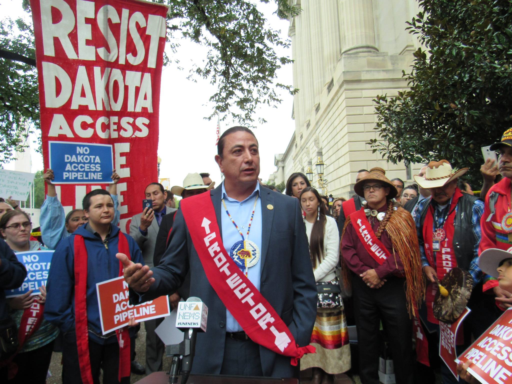 Former Standing Rock Sioux Tribal Chairman Dave Archembault II outside U.S. Dept. of the Interiior in September 2016. Native News Online photograph