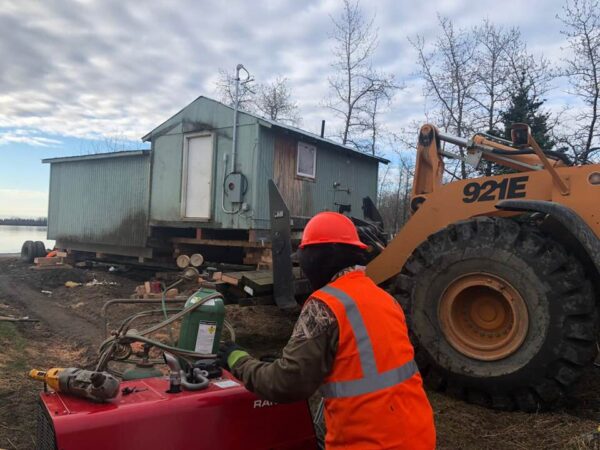 Six houses in Akiak. Alaska are being moved so that do not sink in the Kuskokwim River. Photos courtesy of Chief Mike Williams