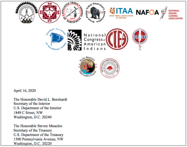 A letter signed by every major Inter-tribal organization urges the U.S. Department of Treasury to disburse CRF funds “directly and exclusively” to Tribal governments and not shareholder-owned Alaska Native Corporations (ANCs).