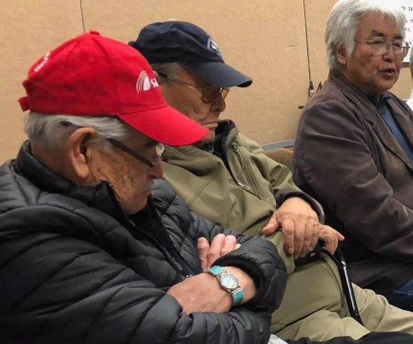 Alaska Native elders, James Charles, the late David Bill, Sr. and Wilson Justin. Photo courtesy of Chief Mike Williams