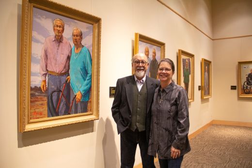 Mike and Martha Larsen recently unveiled 24 paintings at the Chickasaw Cultural Center as part of an ongoing portraiture project called “Listening to our Elders.” The 24 portraits of Chickasaw elders will be on display at no charge on the Chickasaw Cultural Center campus and is currently in the Aaittafama’ Building.