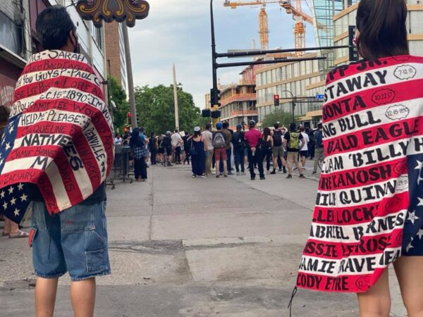 American Indians in Minneapolis show solidarity with Black Lives Matter. Native News Online photograph by Darren Thompson