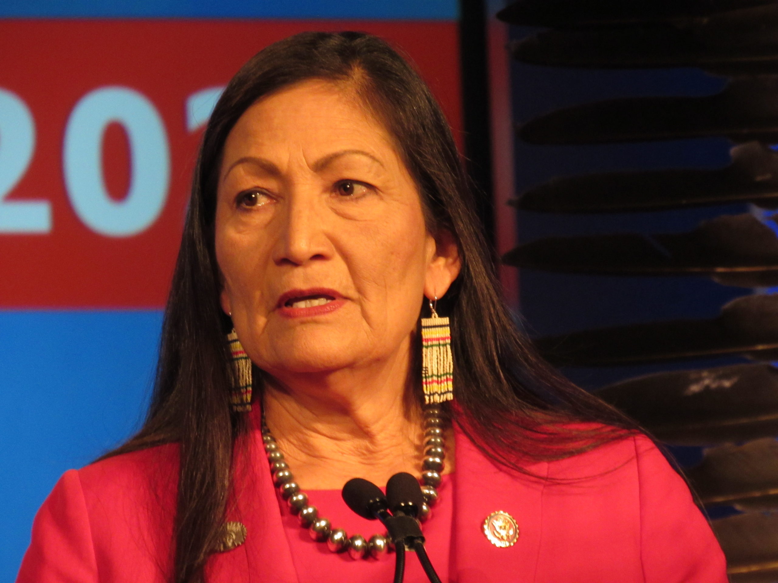 Congresswoman Deb Haaland (D-NM-01) gives the Congressional response. Photos by Levi Rickert