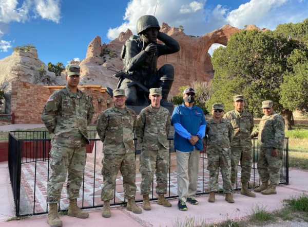Arizona National Guard with Navajo Nation President Jonathan Nez (center).
