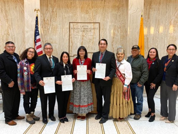 The Nez-Lizer Administration with New Mexico Secretary of Indian Affairs Lynn Trujillo at theNew Mexico State Capitol in Santa Fe, N.M. on Jan. 21, 2020.