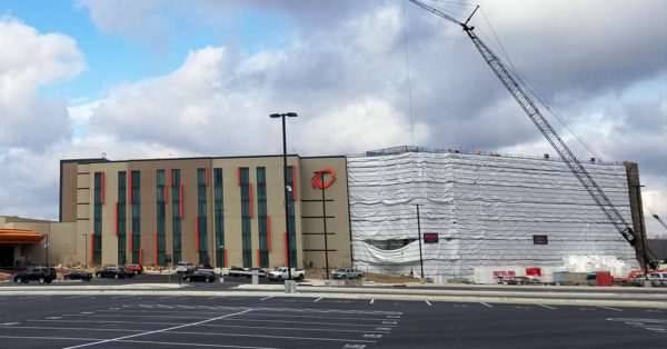 Construction work continues on the second hotel tower addition at the Tulsa Osage Casino on Jan. 15. The 145-room tower is slated for completion in August. BENNY POLACCA/Osage News