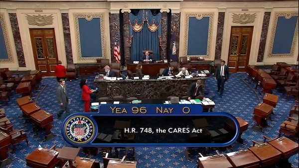 The United States Senate voted unanimously to pass a $2 trillion aid package, including more than $10 billion for American Indians and Alaska Natives. (CSPAN Screen Capture)