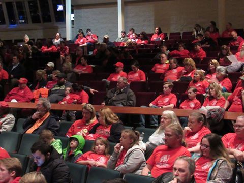 Sea of red shirts in Paw Paw, Michigan on January 18, 2017. Native News Online photo by Levi Rickert.