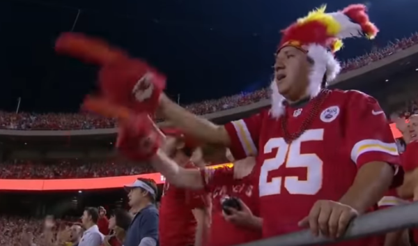 Kansas City Chief fans doing the "tomahawk chop." - From Facebook file folder