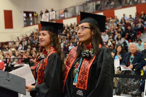 Veterinary Technology graduates Selena Saunders, left, and Krystal Louis, right, were recognized at NTU’s fall commencement on Dec. 13, 2019. The two are the first to graduate as licensed veterinary technicians since NTU’s Vet Tech program gained AVMA accreditation in 2017.