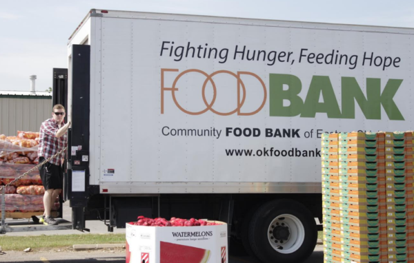 Community Food Bank of Eastern Oklahoma delivers food to Cherokee Nation Veterans Center in Tahlequah, Okla.