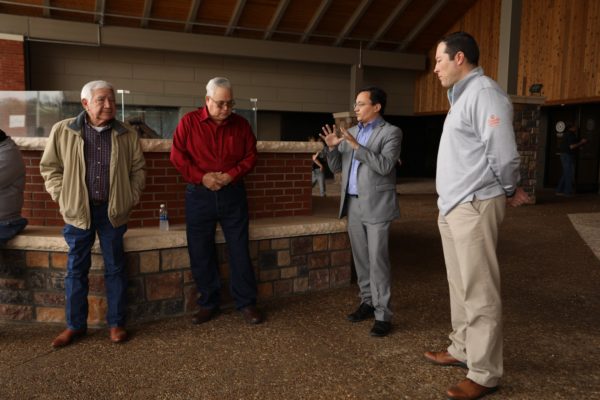 On Wednesday, four Cherokee pastors assembled to pray for those affliected with COVID-19 around the world with Principal Chief Chuck Hoskin, Jr. and Deputy Chief Bryan Warner to the Cherokee tribal complex.