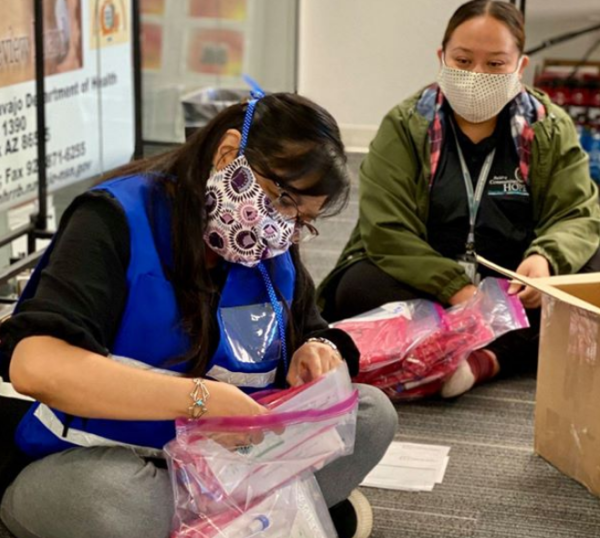 Getting medical supplies ready for distribution to other parts of the Navajo Nation. Courtesy photo