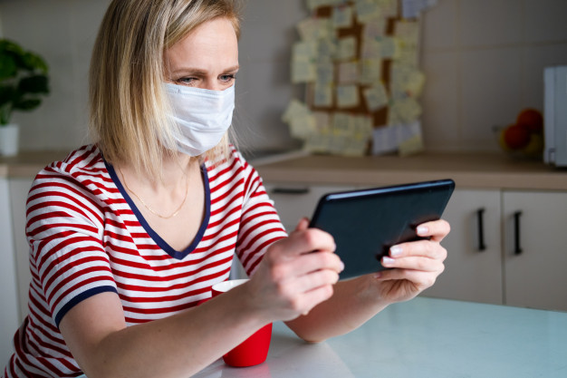 woman on tablet